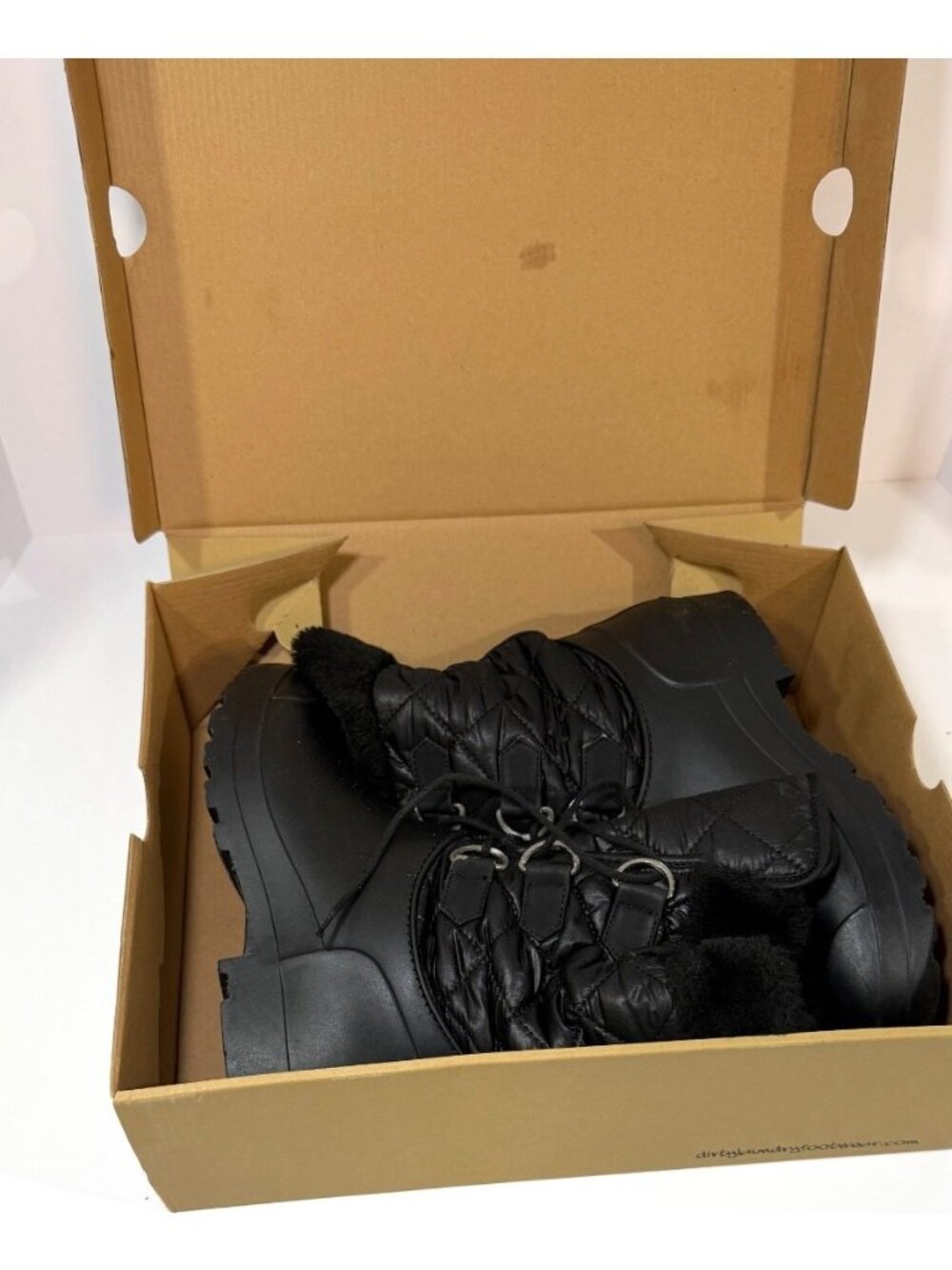 Dirty Laundry Women's Snow Boots Black Quilted Size 8 Faux Fur Lace-Up Winter - Picture 6 of 6